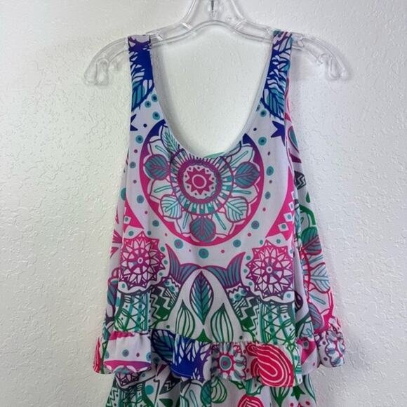 Judith March Tank Top Shorts Set Ruffle  Floral Print Lounge wear Small Romper - Picture 3 of 7